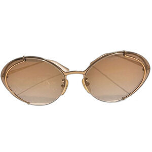 Prada Conceptual Gold Rim Oval Sunglasses – Gradient Brown Mirror Lenses